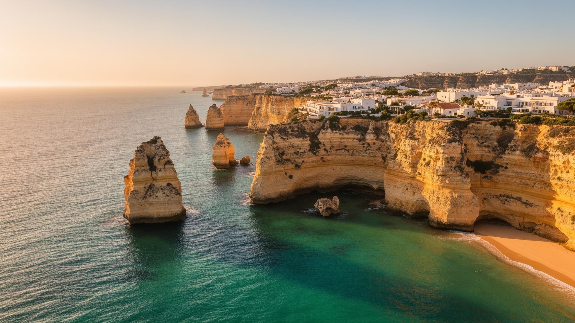 Algarve kustlijn bij gouden uur